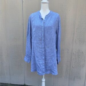 Soft Surroundings Blue Linen Tunic Top